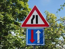 narrow street, two ways traffic sign photo