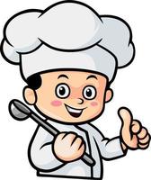 Cute chef little boy cartoon vector