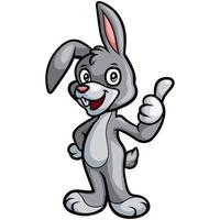 Cute rabbit cartoon giving thumbs up vector