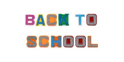 BACK TO SCHOOL capital letter figure sentences on white background photo