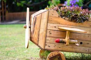 Wood plane decoration in the garden. photo