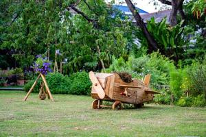 Wood plane decoration in the garden. photo