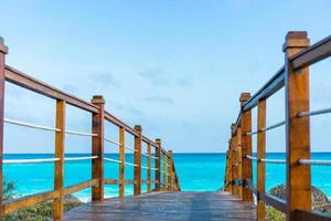 Wooded bridge and turquoise sea in Cayo Largo, Cuba photo