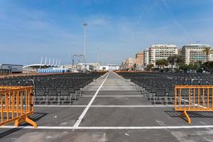 GENOVA, ITALY - MAY 25 2017 - Preparation for Pope Francis mass in Kennedy Place photo