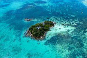 praslin island seychelles paradise beach aerial drone panorama landscape anse volbert photo