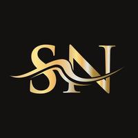 letra sn diseño de logotipo monograma negocio y logotipo de empresa vector