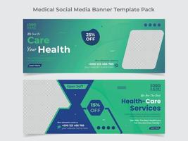 diseño de portada de redes sociales de atención médica y plantilla de diseño de banner web vector