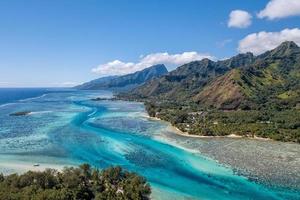 Moorea island french polynesia lagoon aerial view photo