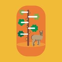 an alpaca and a strange tree, illustration, vector design