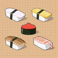 Japanese cuisine vector art, japanese tastety food