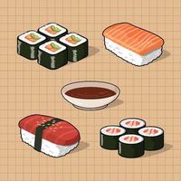 Japanese cuisine vector art, japanese tastety food