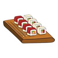 A set of sushi on the board. vector illustration on a white background.