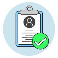 Document verification. User Authentication success. clipboard with a checkmark. vector illustration.
