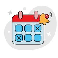 programar notificación. recordatorio de reunión. carlendar con una campana. ilustración vectorial vector