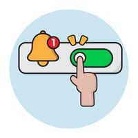 Turn on the notification. subscription concept. A bell icon and switch toggle button. 3d illustration. vector