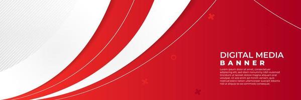 vector de banner abstracto, fondo horizontal rojo y blanco, banner de medios digitales con espacio vacío