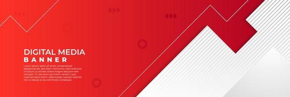 Abstract banner vector, red and white horizontal background, digital media banner with empty space vector