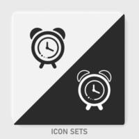 Alarm clock fill and outline icon design vector