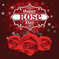 Happy rose day with attractive red bokeh background vector