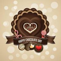 delicioso feliz día del chocolate. el día del chocolate, es una celebración anual del chocolate, que se lleva a cabo en todo el mundo el 7 de julio vector