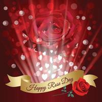 Happy rose day with attractive red bokeh background vector