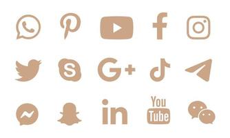 Set of popular social media logo. Facebook, Instagram, Twitter, Linkedin, Youtube, Snapchat, Whatsapp. Editorial icons vector