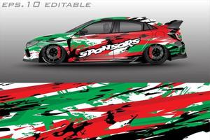 white background motif sports car livery design vector