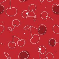 Seamless pattern with cherries. Abstract fruits. Vector linear graphics.