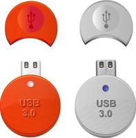 unique usb flash disk illustration in red and silver color vector