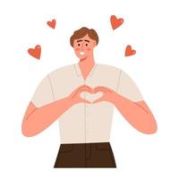 Man shows heart with his hands vector