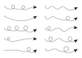 Set of Dashed Line Arrows, Dotted Line Arrow Collection vector