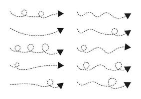 Set of Dashed Line Arrows, Dotted Line Arrow Collection vector