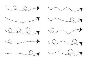 Set of Dashed Line Arrows, Dotted Line Arrow Collection vector