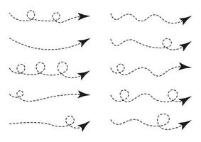 Set of Dashed Line Arrows, Dotted Line Arrow Collection vector