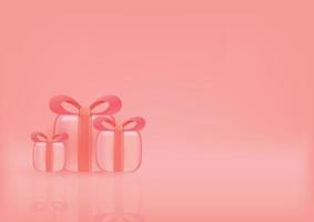 Holiday, present, celebration background with 3D isolated pink gift boxes vector