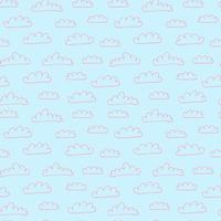Cute clouds pattern. Doodle seamless pattern with cloud on white background. vector