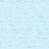 Cute clouds pattern. Doodle seamless pattern with cloud on white background. vector