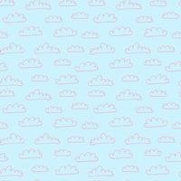 lindo patrón de nubes. Doodle de patrones sin fisuras con nubes sobre fondo blanco. vector