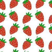Vector strawberry seamless pattern. Cute doodle strawberry isolated on white background. Design for wrapping paper, textile, greeting card, home decor.