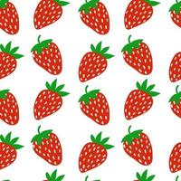 Vector strawberry seamless pattern. Cute doodle strawberry isolated on white background. Design for wrapping paper, textile, greeting card, home decor.