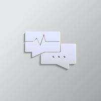 Debate, icon, cardiogram, talk, bubble paper style. Grey color vector background- Paper style vector icon