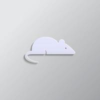 rat, laboratory, icon paper style. Grey color vector background- Paper style vector icon