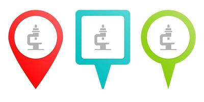 Microscope. Multicolor pin vector icon, diferent type map and navigation point. on white background