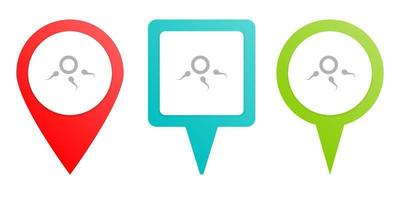 sperm. Multicolor pin vector icon, diferent type map and navigation point. on white background