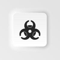 Hazard, biology. Bioengineering neumorphic style vector icon. Biotechnology for health, researching. Molecular biology, biomedical and molecular engineering Neumorphism, neumorphic style icon