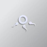 sperm, icon paper style. Grey color vector background- Paper style vector icon