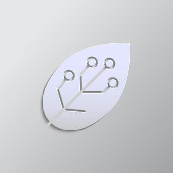 leafe, smart, farm, icon paper style. Grey color vector background- Paper style vector icon