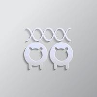 Cloning, dna, sheep, icon paper style. Grey color vector background- Paper style vector icon