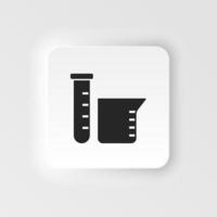 Laboratory, flask. Bioengineering neumorphic style vector icon. Biotechnology for health, researching. Molecular biology, biomedical and molecular engineering Neumorphism, neumorphic style icon