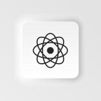 Atoms. Bioengineering neumorphic style vector icon. Biotechnology for health, researching. Molecular biology, biomedical and molecular engineering Neumorphism, neumorphic style icon